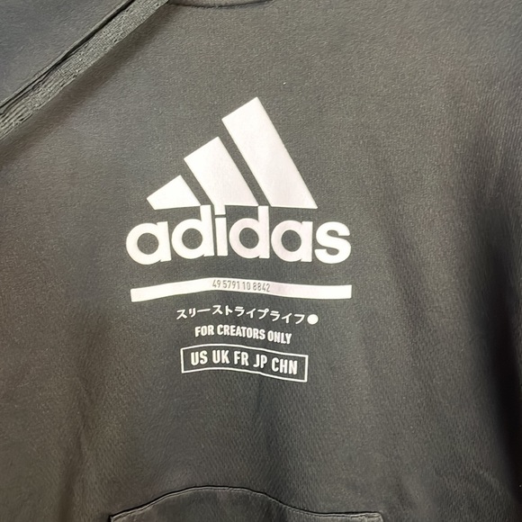 Adidas “For Creators Only” ￼￼Black white Japan Pullover Hoodie Sweatshirt - Picture 2 of 8